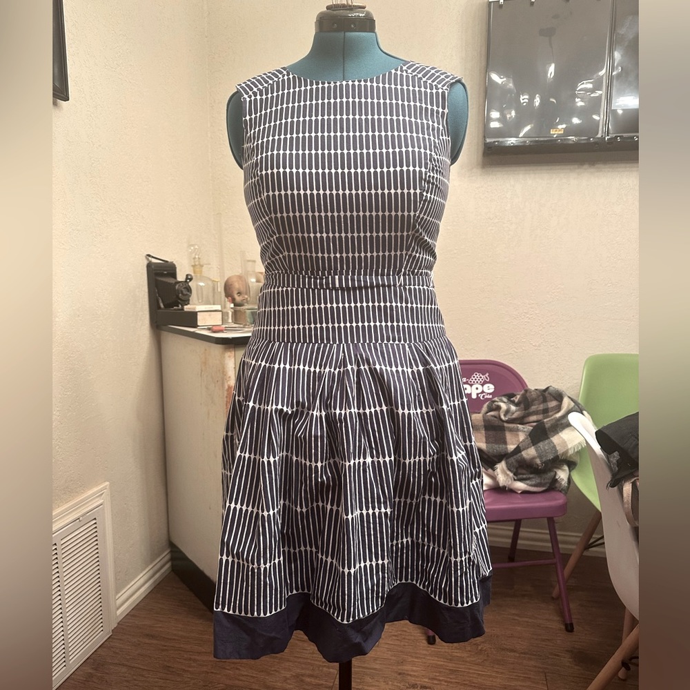 Blue and White Striped Dress